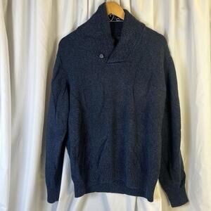 Tricots St. Raphael Mens Heather Blue Solid Shaw Button Pullover Sweater Size L